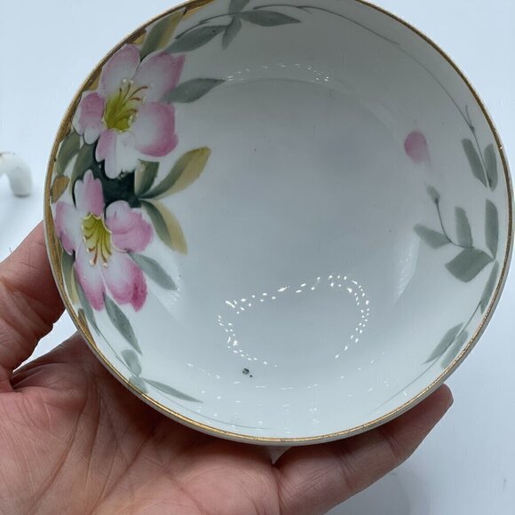 Vintage Azalea Floral Whipped Cream Bowl with Ladle Noritake Japan Hand Painted - Picture 4 of 10